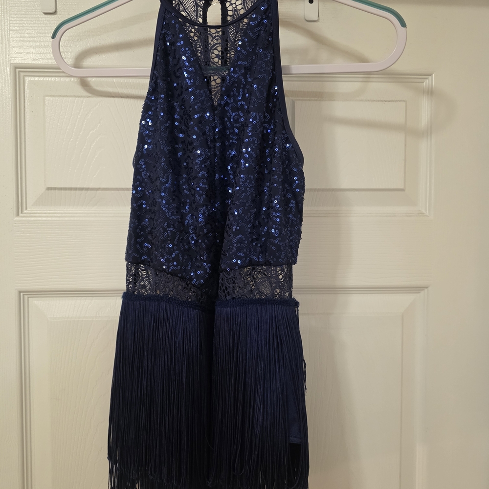 Navy Blue Sequin Fringe Kids Costume